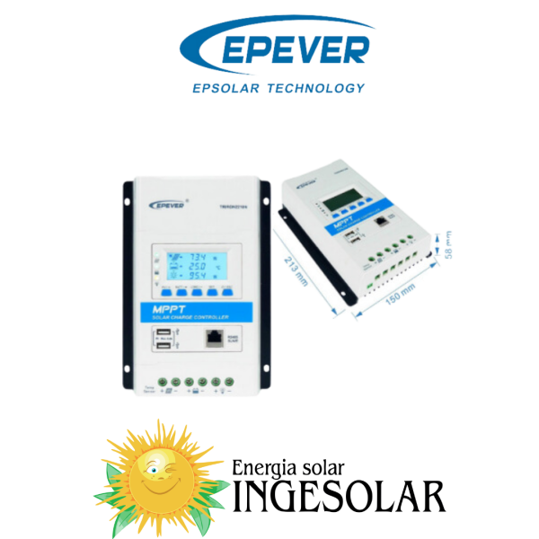 CONTROLADOR MPPT TRIRON 2210N 12/24V -20A-100VOC -EPEVER- 24 MESES DE GARANTIA