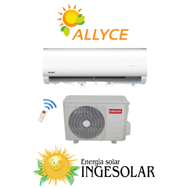 AIRE ACONDICIONADO HIBRIDO-350VOC-220VAC-ACDC-18KBTU-2,1KW -ALLYCE- 12 MESES DE GARANTIA