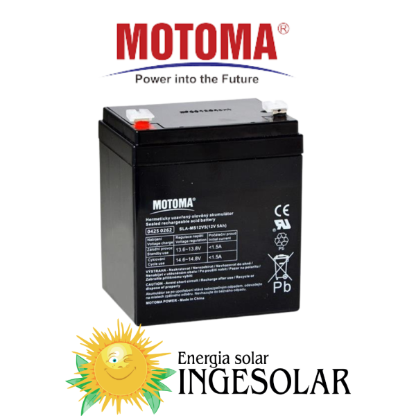 BATERIA AGM 12V-5AH 1200 CICLOS-30% W: 1.4Kg -MOTOMA- 12 MESES DE GARANTIA