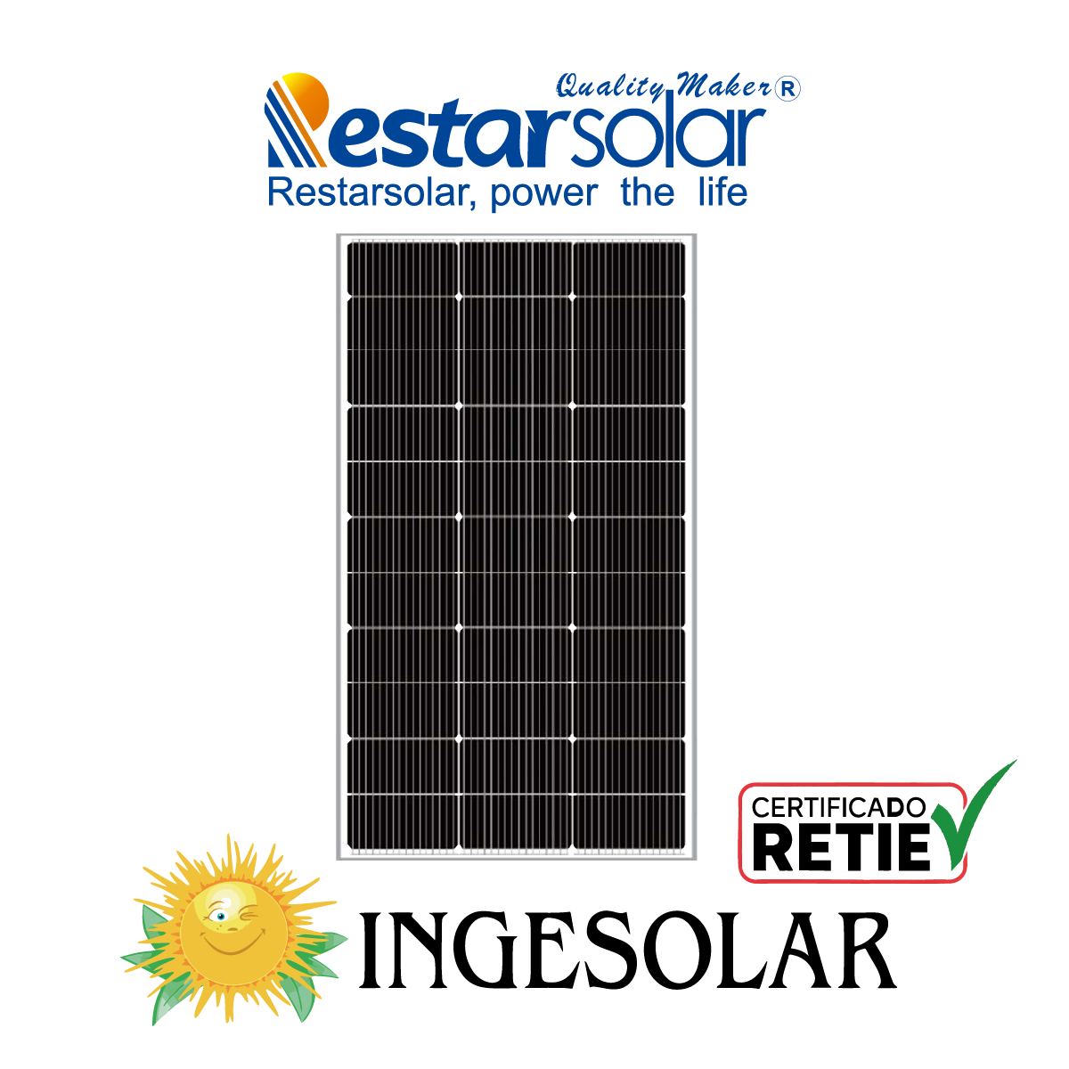 PANEL MONOCRISTALINO 100W Voc 21.4 / Isc 6.13 -RESTAR- 60 MESES DE GARANTIA