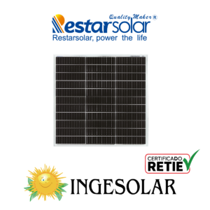 PANEL MONOCRISTALINO 60W Voc 21.6 / Isc 3.68 -RESTAR- 60 MESES DE GARANTIA
