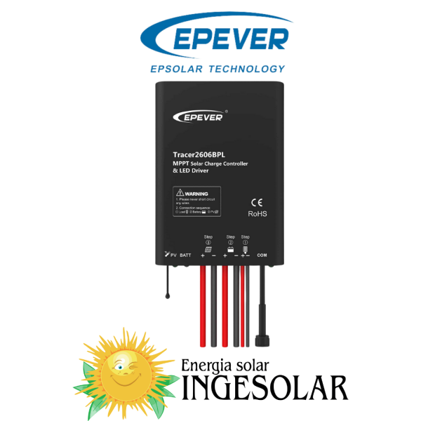 CONTROLADOR MPPT PARA ILUMINACION TRACER 5206 BPL 12/24V -20A-60VOC -EPEVER- 24 MESES DE GARANTIA