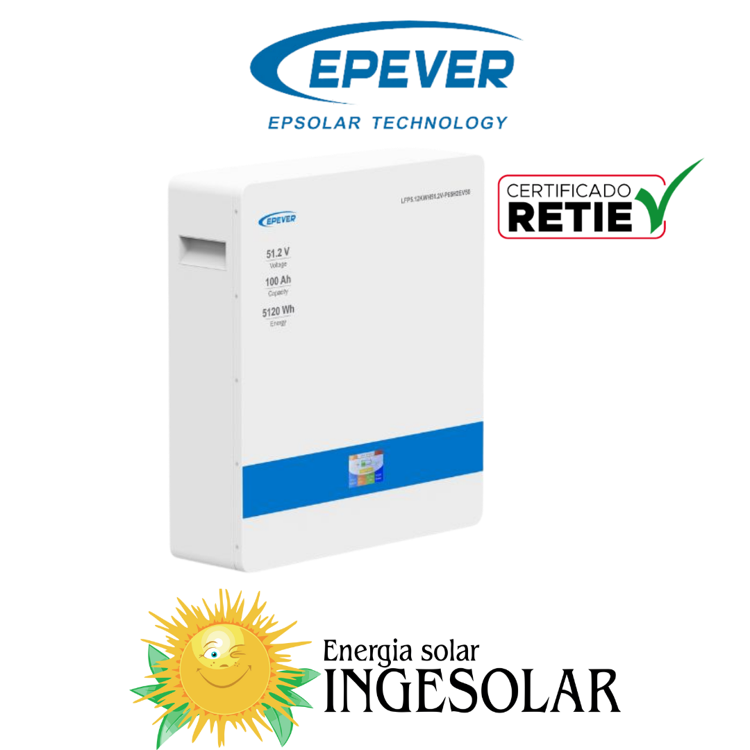 BATERIA LITIO 51.2V 100AH P65H2EV50 6.000 CICLOS 80%DOD W: 49 Kg TIPO WALL - EPEVER 36 MESES DE GARANTIA